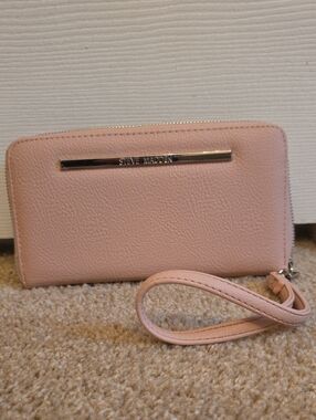 Steve Madden Blush Pink Zip-Around Wristlet Clutch with Strap